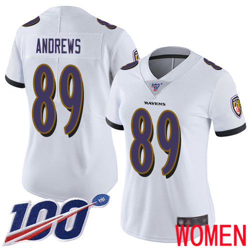 Baltimore Ravens Limited White Women Mark Andrews Road Jersey NFL Football #89 100th Season Vapor Untouchable